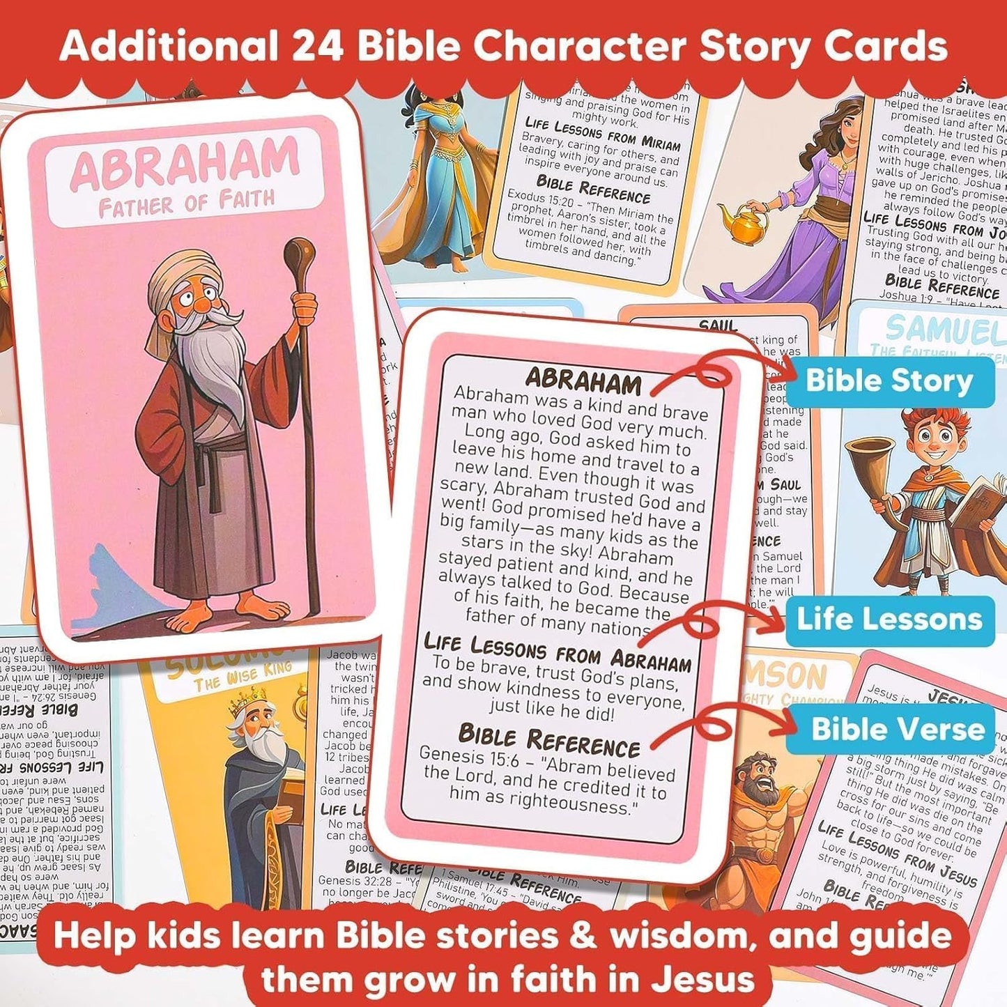 Garybank Guess Bible Who I Am Board Games for Kids, 24 Holy Bible Characters with Life Story & Verse Cards, Bible Trivia Study Supplies for Sunday School, Youth Group & Teens, Christian Catholic Gifts