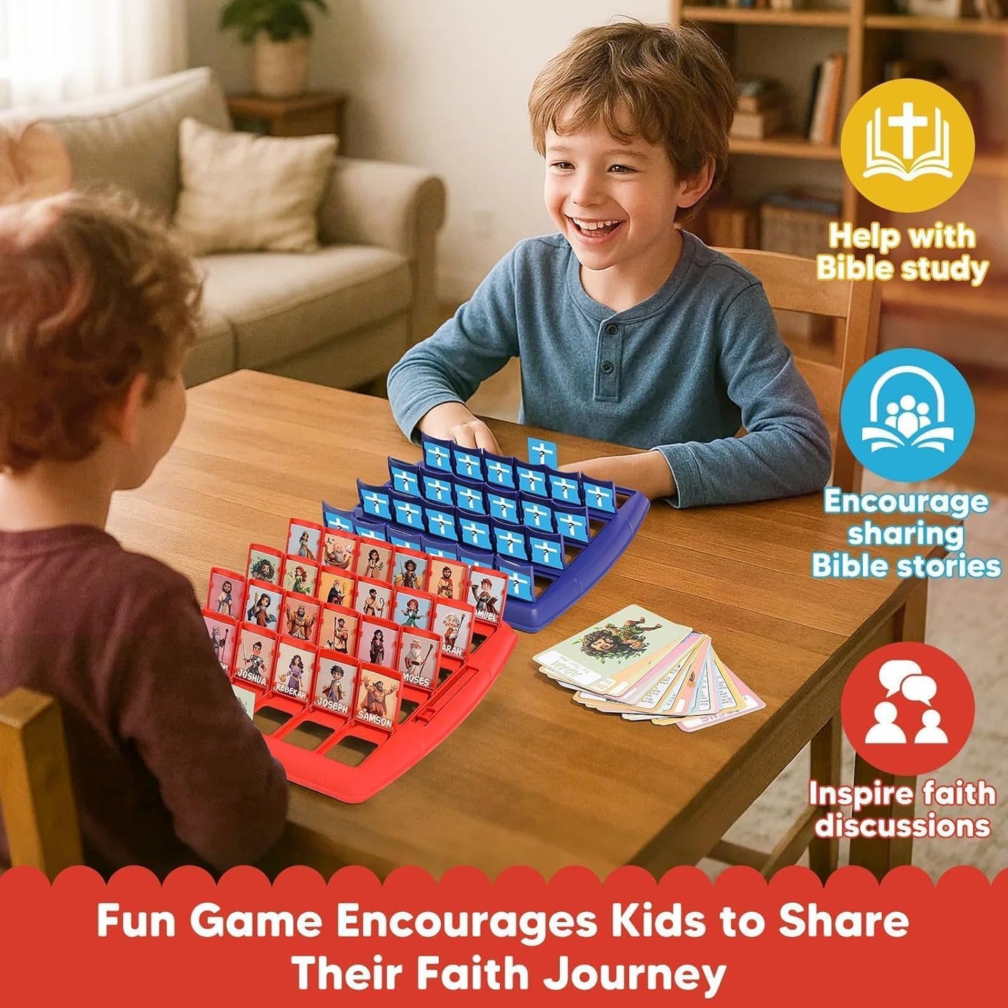 Garybank Guess Bible Who I Am Board Games for Kids, 24 Holy Bible Characters with Life Story & Verse Cards, Bible Trivia Study Supplies for Sunday School, Youth Group & Teens, Christian Catholic Gifts