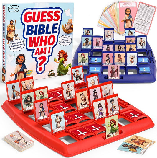 Garybank Guess Bible Who I Am Board Games for Kids, 24 Holy Bible Characters with Life Story & Verse Cards, Bible Trivia Study Supplies for Sunday School, Youth Group & Teens, Christian Catholic Gifts