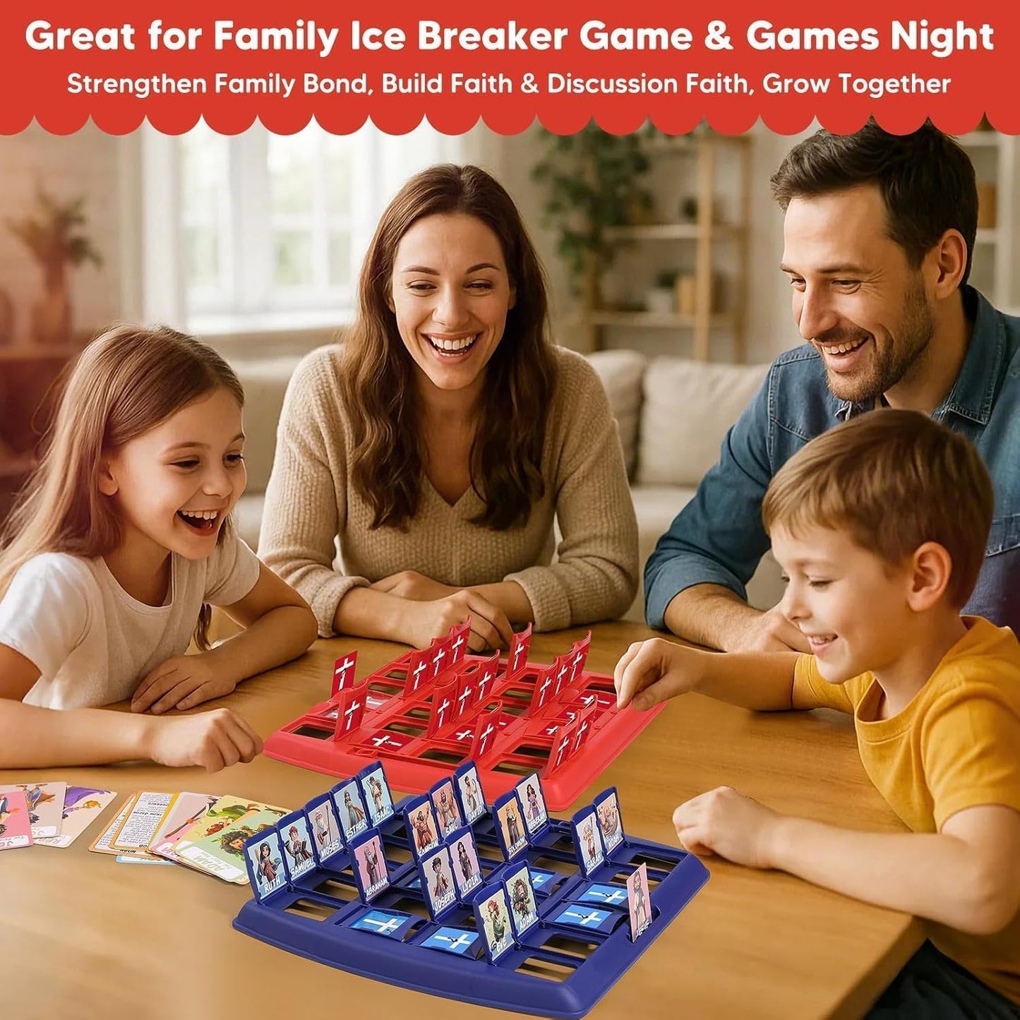 Garybank Guess Bible Who I Am Board Games for Kids, 24 Holy Bible Characters with Life Story & Verse Cards, Bible Trivia Study Supplies for Sunday School, Youth Group & Teens, Christian Catholic Gifts