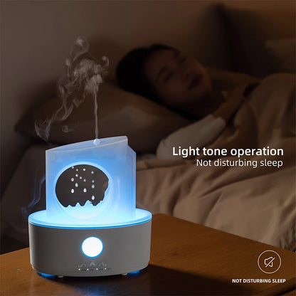 Rain Clouds Aroma Diffuser Air Humidifier Remote Control Ultrasonic Fragrance Atomizer with LED Nightlight Zen Raindrop Diffuser