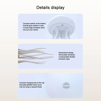 Cartoon Jellyfish Night Light RGB Gradient Cute Jellyfish Bedside Lamp Voice Control Type-C Charging LED Night Lamp Touch Sensor