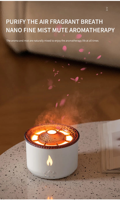 Humidifier Aromatherapy Flame Volcano Light Timer for Bedroom Home Yoga Office Flame Ultrasonic Essential Oil Diffuse