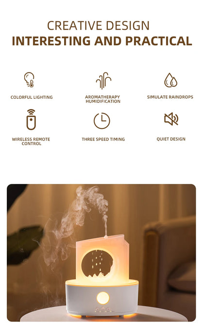 Rain Clouds Aroma Diffuser Air Humidifier Remote Control Ultrasonic Fragrance Atomizer with LED Nightlight Zen Raindrop Diffuser