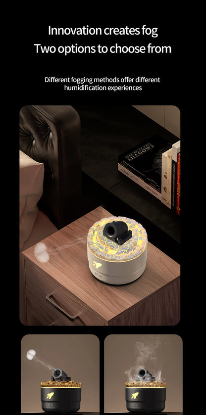 Creative Volcanic Crack Light Artillery Air Humidifier Aromatherapy Diffuser for Home Desktop Ring Spray Electric Aroma Diffuser