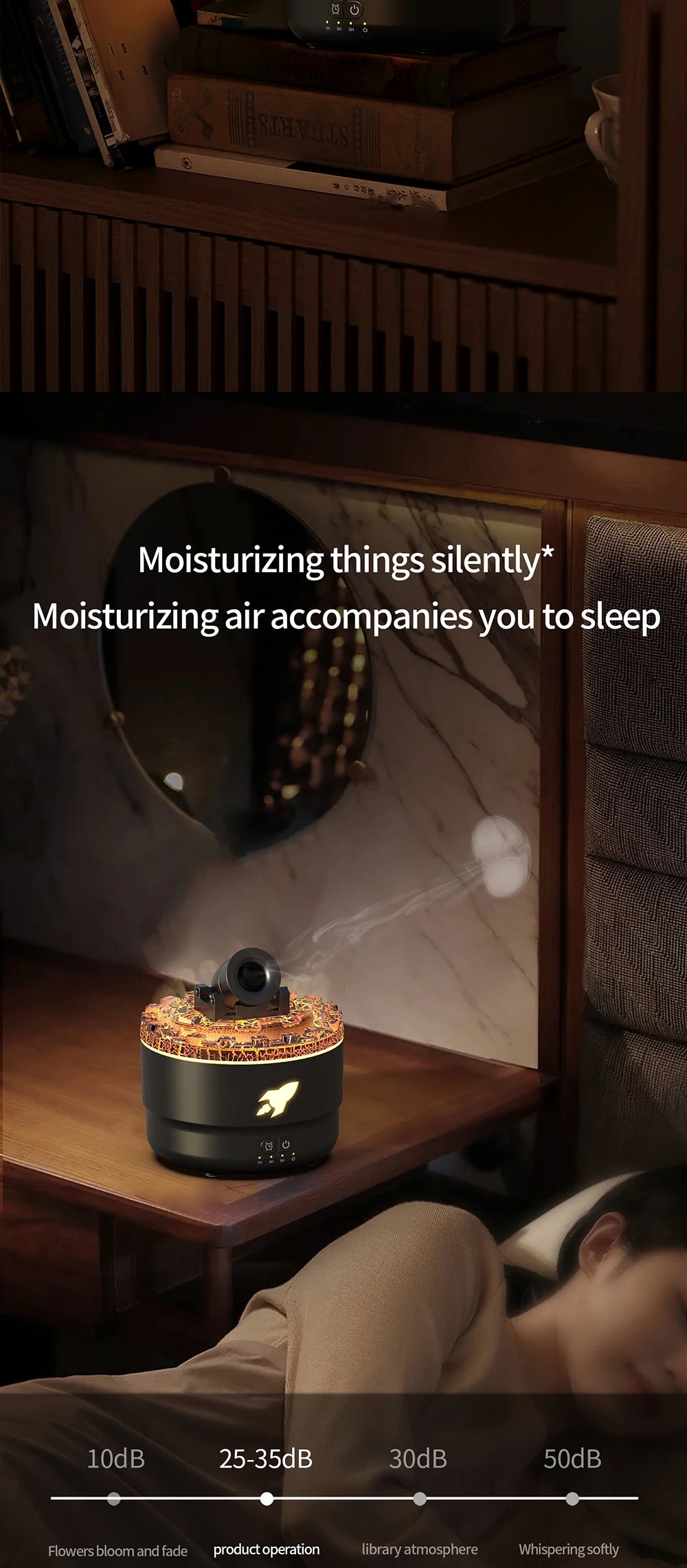 Creative Volcanic Crack Light Artillery Air Humidifier Aromatherapy Diffuser for Home Desktop Ring Spray Electric Aroma Diffuser