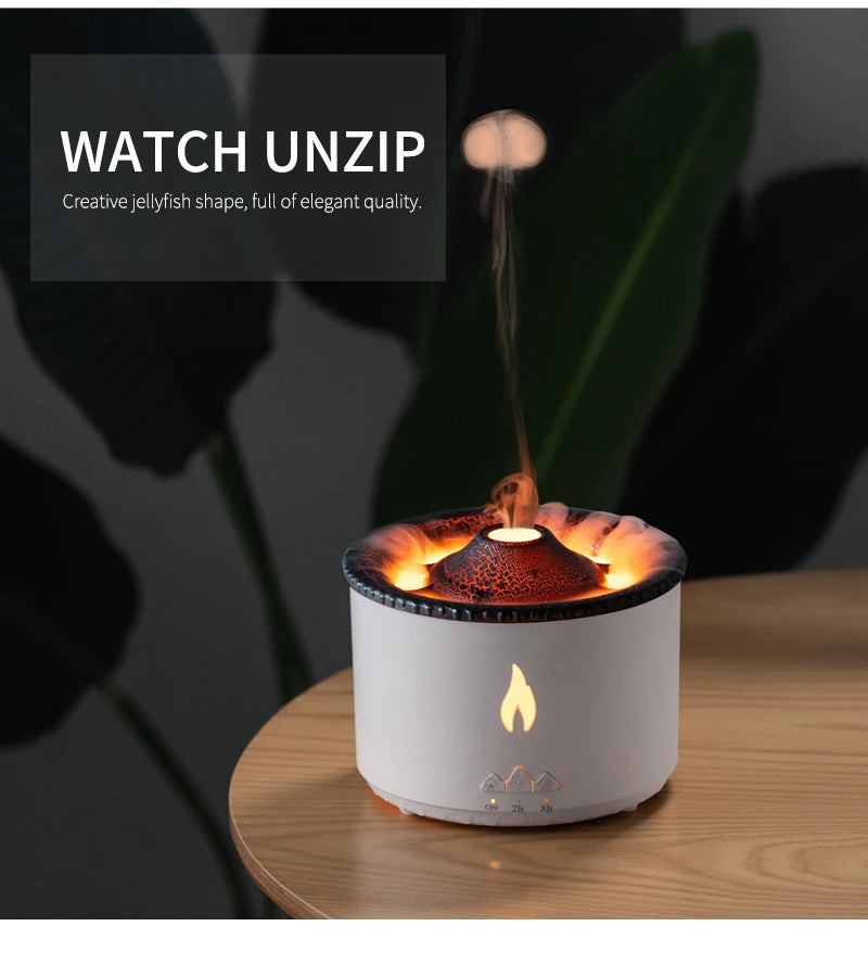 Humidifier Aromatherapy Flame Volcano Light Timer for Bedroom Home Yoga Office Flame Ultrasonic Essential Oil Diffuse