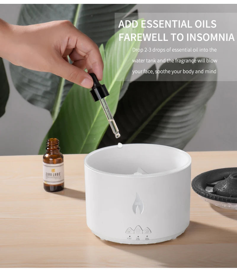 Humidifier Aromatherapy Flame Volcano Light Timer for Bedroom Home Yoga Office Flame Ultrasonic Essential Oil Diffuse