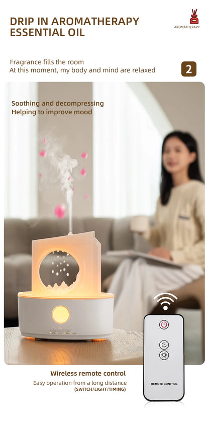 Rain Clouds Aroma Diffuser Air Humidifier Remote Control Ultrasonic Fragrance Atomizer with LED Nightlight Zen Raindrop Diffuser