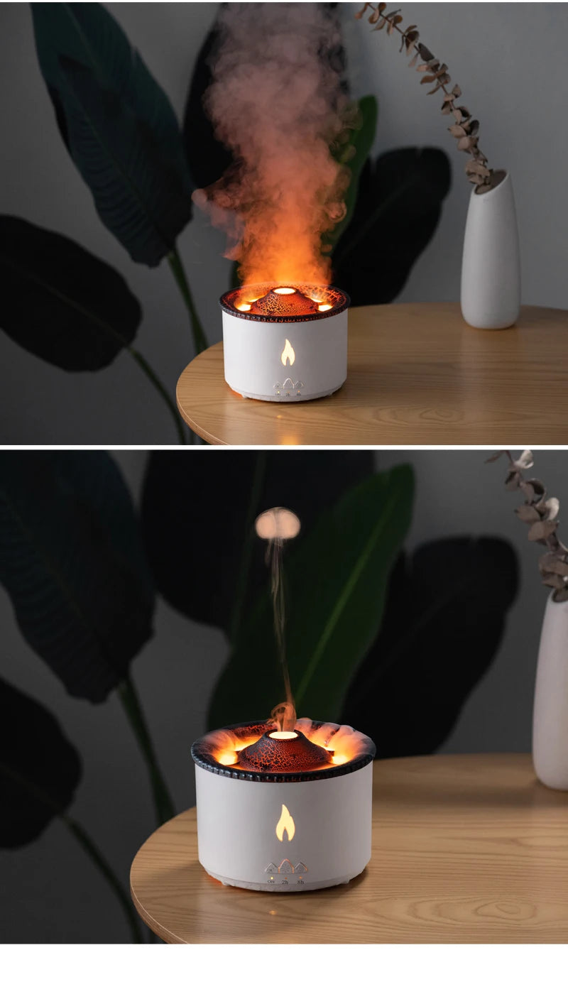 Humidifier Aromatherapy Flame Volcano Light Timer for Bedroom Home Yoga Office Flame Ultrasonic Essential Oil Diffuse