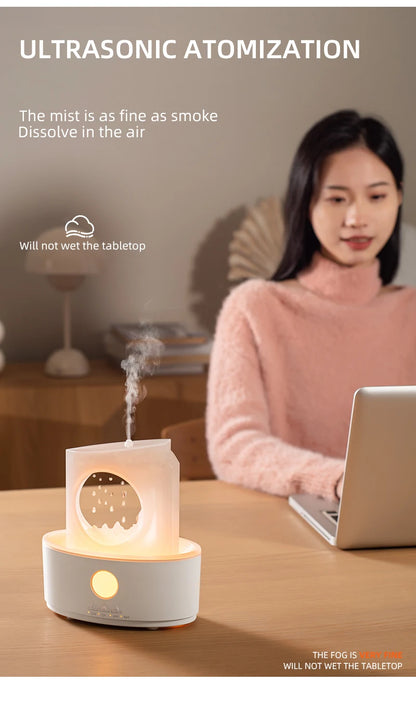 Rain Clouds Aroma Diffuser Air Humidifier Remote Control Ultrasonic Fragrance Atomizer with LED Nightlight Zen Raindrop Diffuser