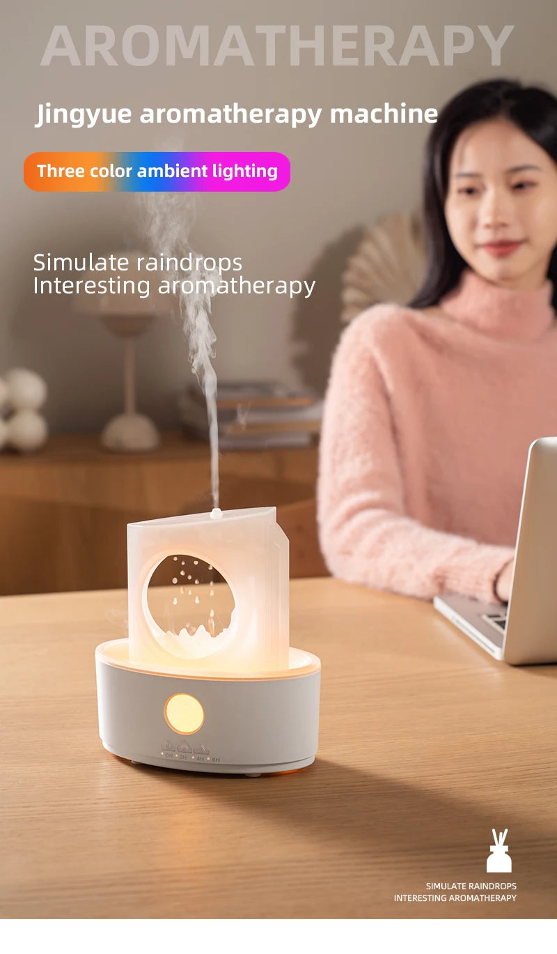 Rain Clouds Aroma Diffuser Air Humidifier Remote Control Ultrasonic Fragrance Atomizer with LED Nightlight Zen Raindrop Diffuser