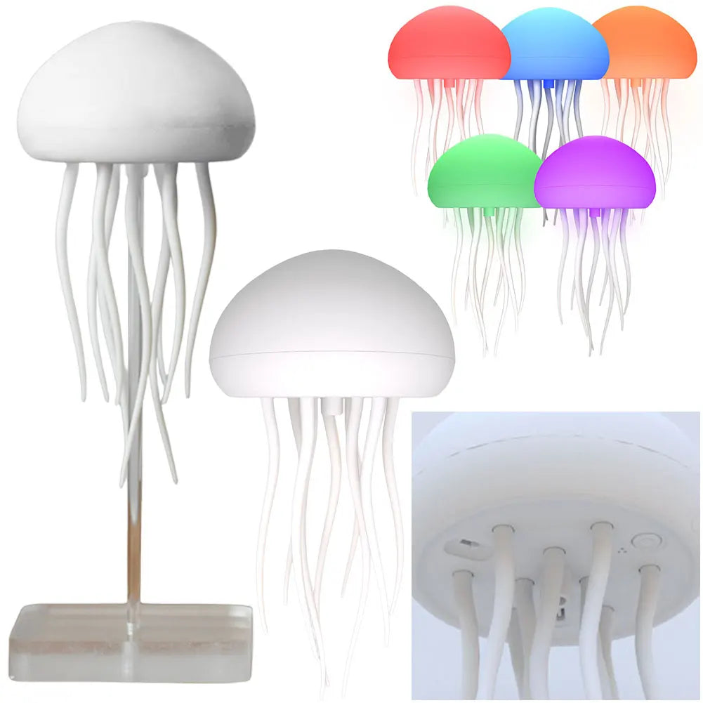 Cartoon Jellyfish Night Light RGB Gradient Cute Jellyfish Bedside Lamp Voice Control Type-C Charging LED Night Lamp Touch Sensor