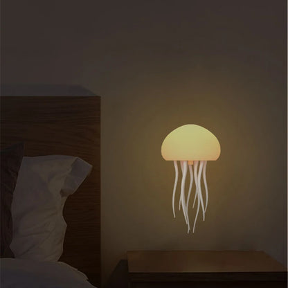 Cartoon Jellyfish Night Light RGB Gradient Cute Jellyfish Bedside Lamp Voice Control Type-C Charging LED Night Lamp Touch Sensor