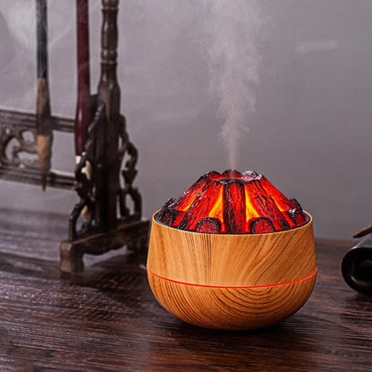 300ML Artificial Charcoal Fire Air Humidifier, Aroma Diffuser & Mist Sprayer with Night Light, Mini Diffuser for Home Use