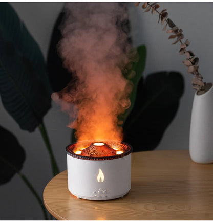 Humidifier Aromatherapy Flame Volcano Light Timer for Bedroom Home Yoga Office Flame Ultrasonic Essential Oil Diffuse